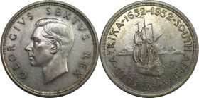 Weltmünzen und Medaillen, Südafrika / South Africa. George VI. (1936-1952). 5 Shillings 1952. Silber. KM 41. Vorzüglich. Patina