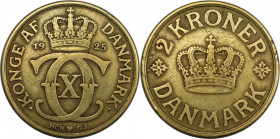Europäische Münzen und Medaillen, Dänemark / Denmark. Christian X. 2 Kroner 1925. Aluminium-Bronze. KM 825. Sehr schön
