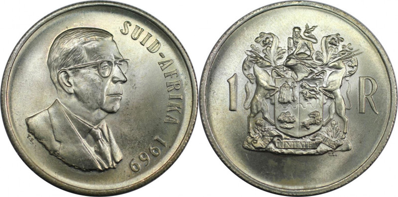 Weltmünzen und Medaillen, Südafrika / South Africa. Dr. T.E. Dönges. 1 Rand 1969...