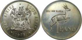 Weltmünzen und Medaillen, Südafrika / South Africa. "Soli Deo Gloria". 1 Rand 1973. 15,0 g. 0.800 Silber. 0.39 OZ. KM 88. Stempelglanz. Patina