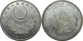 Weltmünzen und Medaillen, Südkorea / Korea South. XXIV. Olympische Sommerspiele, Seoul 1988 - Maskottchen. 5000 Won 1986. 16,81 g. 0.925 Silber. 0.5 O...