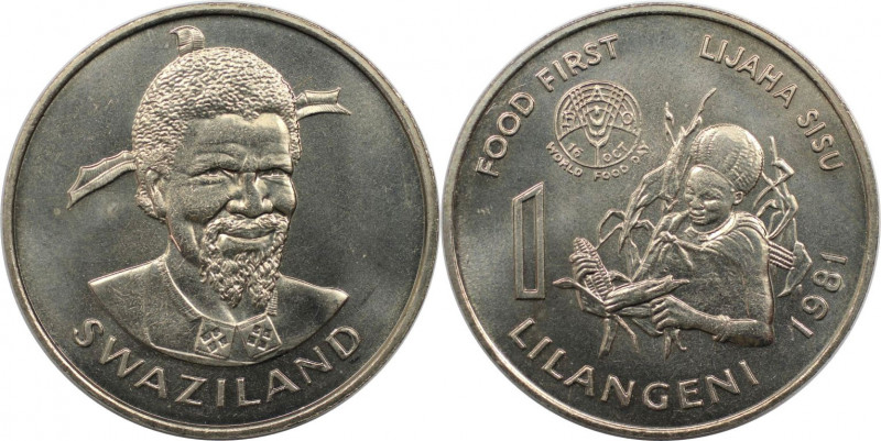 Weltmünzen und Medaillen, Swaziland. Serie: F.A.O. 1 Lilangeni 1981. Kupfer-Nick...