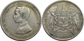 Weltmünzen und Medaillen, Thailand. Rama V. 1 Baht ND (1876-1900). Silber. KM 34. Sehr schön