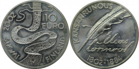 Europäische Münzen und Medaillen, Finnland / Finland. Elias Lönnrot. 10 Euro 2002. 27,0 g. 0.925 Silber. 0.81 OZ. KM 108. Stempelglanz