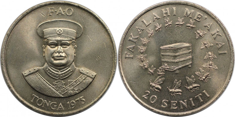 Weltmünzen und Medaillen, Tonga. Serie: F.A.O. 20 Senti 1975. Kupfer-Nickel. KM ...