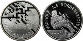 Europäische Münzen und Medaillen, Finnland / Finland. 175. Jahrestag - Geburt von Adolf Erik Nordenskiöld. 10 Euro 2007. 25,50 g. 0.925 Silber. 0.75 O...