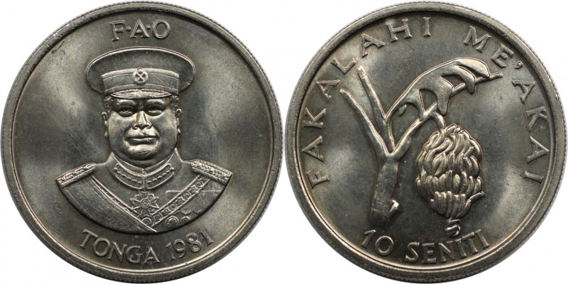 Weltmünzen und Medaillen, Tonga. Serie: F.A.O. 10 Senti 1981. Kupfer-Nickel. KM ...