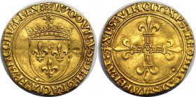 Europäische Münzen und Medaillen, Frankreich / France. Louis XII. (1498-1514). Écu d'or au soleil point 18e Paris. Gold. 3,42 g. 25,7 mm. Vs.: (Gekrön...