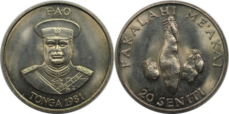 Weltmünzen und Medaillen, Tonga. Serie: F.A.O. 20 Seniti 1981. Kupfer-Nickel. KM...