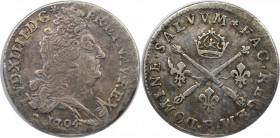 Europäische Münzen und Medaillen, Frankreich / France. Louis XIV. 10 Sols-1/8 Ecu 1704 B. Silber. 2,99 g. KM 349.2. Sehr schön+