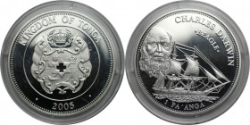 Weltmünzen und Medaillen, Tonga. CHARLES DARWIN. 1 Pa'anga 2005. 31,47 g. 0.925 Silber. 0.93 OZ. KM 218. Polierte Platte, in Münzkapsel
