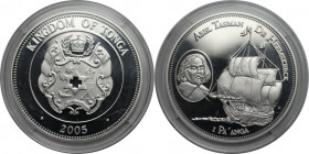 Weltmünzen und Medaillen, Tonga. ABEL TASMAN DE HEEMSKERCK. 1 Pa'anga 2005. 28,28 g. 0.925 Silber. 0.84 OZ. KM 219. Polierte Platte, in Münzkapsel