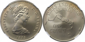 Weltmünzen und Medaillen, Turks und Caicos Inseln / Turks and Caicos Islands. Landkarte. 1 Crown 1975. Kupfer-Nickel. KM 5. NGC PF-68