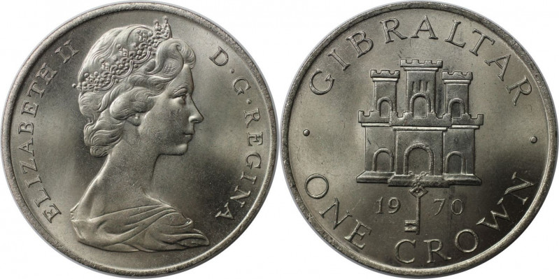 Europäische Münzen und Medaillen, Gibraltar. Elizabeth II. 1 Crown 1970. Kupfer-...