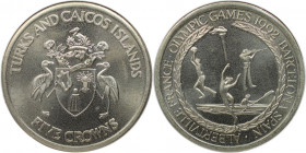 Weltmünzen und Medaillen, Turks und Caicos Inseln / Turks and Caicos Islands. Olympische Spiele Barcelona & Albertville. 5 Crowns 1992. Kupfer-Nickel....