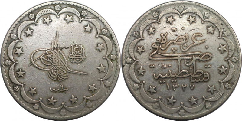 Weltmünzen und Medaillen, Türkei / Turkey. Muhammad V. 20 Kurus 1917 (AH 1327/9)...