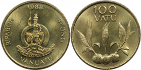 Weltmünzen und Medaillen, Vanuatu. 100 Vatu 1988. KM 9. Nickel-brass. Stempelglanz