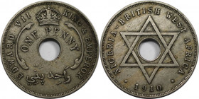 Weltmünzen und Medaillen, Westafrika / Western African. Nigeria - Britisch Westafrika. Edward VII. 1 Penny 1910. Kupfer-Nickel. KM 2. Vorzüglich