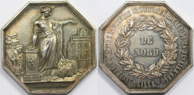 Medaillen und Jetons, Gedenkmedaillen. Frankreich / France. Medaille 1851. Vs.: Frau steht rechts und zeigt auf ein im Bau befindliches Gebäude, im Ab...