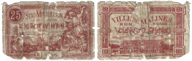 Banknoten, Belgien / Belgium. Mechelen. 25 Centimes 1917. V - stark gebraucht