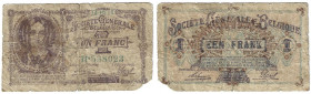 Banknoten, Belgien / Belgium. 1 Franc 14.10.1918. Pick 86. V - stark gebraucht