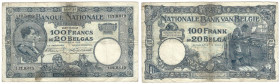 Banknoten, Belgien / Belgium. 100 Francs / 20 Belgas 1927. P.102. IV