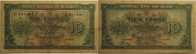 Banknoten, Belgien / Belgium. 10 Francs - 2 Belgas 1943. P.122. III
