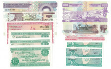 Banknoten, Burundi, Lots und Sammlungen. 3 x 10 Francs 2001. P.33, 20 Francs 1997. P.27, 50 Francs 2001. P.36, 100 Francs 2001. P.37, Lot von 6 Bankno...
