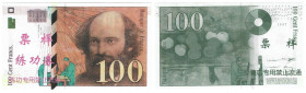 Banknoten, China. Trainings Geld voor Chinese Banken (Frankreich). 100 Francs. Unc