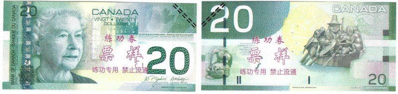 Banknoten, China. Canadees training Bankbiljetten voor personen, Chinese Banken....
