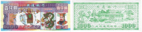 Banknoten, China. Hell Bank Note 1000. Unc