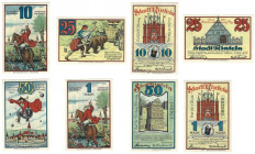 Banknoten, Deutschland / Germany, Lots und Sammlungen. Notgeld Rinteln. 10, 25, 50 Pfennig und 1 Mark 1920. Lot von 4 Banknoten. Kassenfrisch