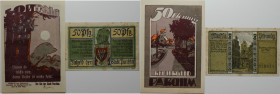 Banknoten, Deutschland / Germany, Lots und Sammlungen. Notgeld Stadt Parchim / Mecklenburg. Reutergeld. 2 x 50 Pfennig 1921 - 1922. G/M 1045.1. Lot vo...