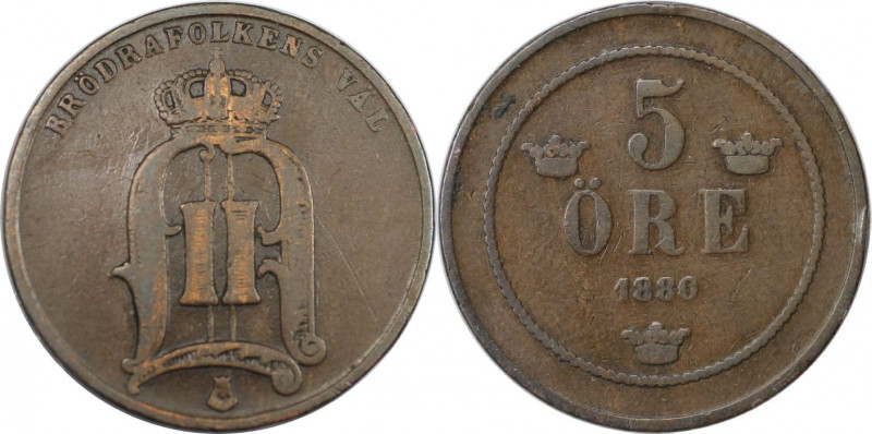 Europäische Münzen und Medaillen, Schweden / Sweden. Oskar II. (1872-1907). 5 Ör...