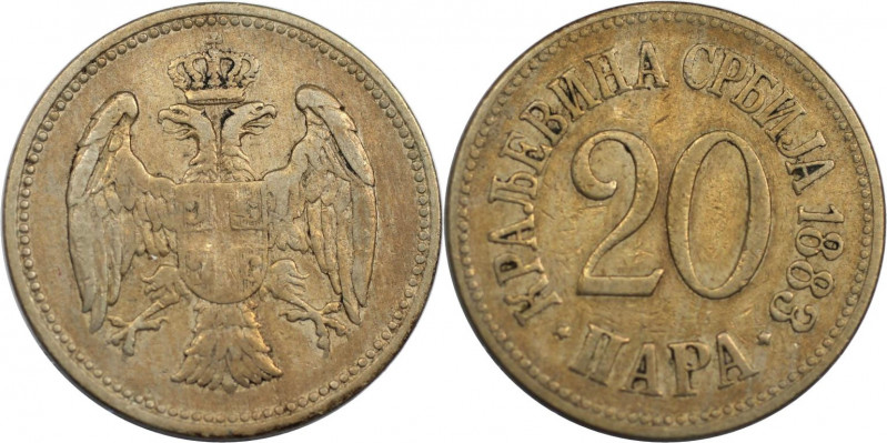 Europäische Münzen und Medaillen, Serbien / Serbia. Milan I. 20 Para 1883. Kupfe...