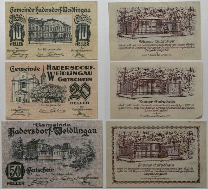 Banknoten, Österreich / Austria, Lots und Sammlungen. Notgeld Hadersdorf-Weidlin...