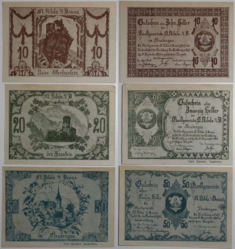 Banknoten, Österreich / Austria, Lots und Sammlungen. Notgeld St Nikola. 10, 20,...