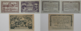 Banknoten, Österreich / Austria, Lots und Sammlungen. Notgeld Desselbrunn, Gemeinde. 10, 20, 50 Heller 1920. Katalog Nr.0119. Lot von 3 Banknoten. I-I...