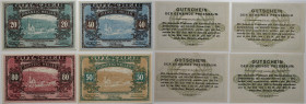 Banknoten, Österreich / Austria, Lots und Sammlungen. Notgeld Pressbaum, Gemeinde. 20, 40, 50, 80 Heller 1920. Katalog Nr.0784a. Lot von 4 Banknoten. ...