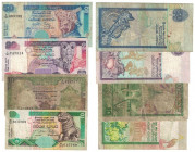 Banknoten, Sri Lanka, Lots und Sammlungen. 10 Rupees 1990 P.96 (III), 10 Rupees 2001 P.115 (II), 20 Rupees 2001 P.116 (II), 50 Rupees 1995 P.110 (II)....