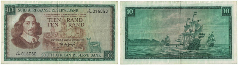 Banknoten, Südafrika / South Africa. 10 Rand ND (1967-1974). Erste Zeilen mit Ba...