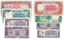 Banknoten, Sudan, Lots und Sammlungen. 2 x 25 Piastres 1987. P.37, 1 Pound 1987. P.39, 5 Pounds 1991. P.45. Lot von 4 Banknoten. I