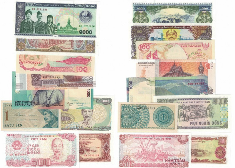 Banknoten, Lots und Sammlungen Banknoten. Laos. 20, 500, 1000 Kip 1979, 1988, 20...