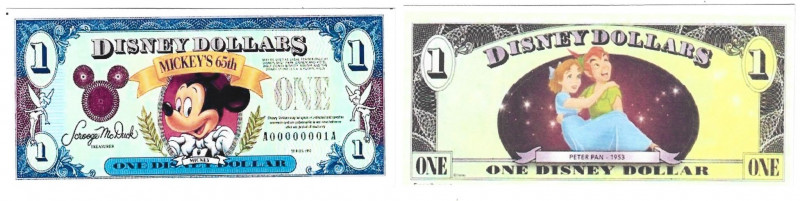 Banknoten, Fantasy Spielgeld / Fantasy play money. Serie: Helden aus Disneyland....
