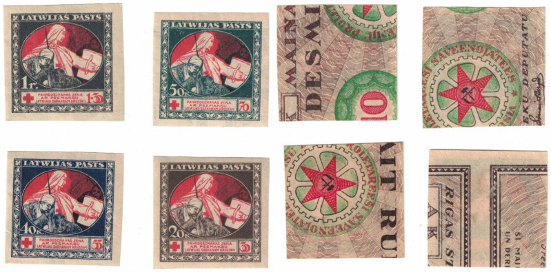 Briefmarken / Postmarken, Lettland / Latvia. Rotes Kreuz. Lot von 4 stück 1920. ...