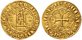Primo periodo: consoli, podestà e capitani del popolo, 1139-1339. Governo guelfo, 1318-1333. Genovino, AV 3,55 g. + (anello) IANVA (anello) QVAM (anel...