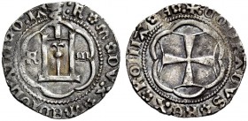 Secondo periodo: dogi a vita e dominazioni straniere, 1339-1528. Filippo Maria Visconti signore, 1421-1435. Grosso, AR 3,16 g. : F (rosetta) M (rosett...