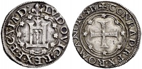 Secondo periodo: dogi a vita e dominazioni straniere, 1339-1528. Luigi XII re di Francia e signore di Genova, 1499-1507. Testone, AR 9,57 g. LVDOVIC‘ ...