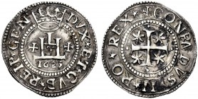 Serie della II fase: 1541-1637. Ottavo di scudo 1625, AR 4,15 g. DVX ET GVB’ REIP’ GEN Castello coronato; ai lati, due crocette e, sotto, 1625. Rv. + ...