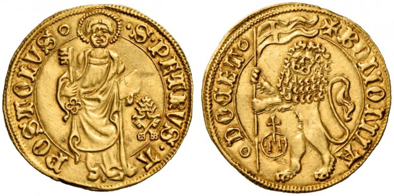 Niccolò V (Tommaso Parentuccelli), 1447-1455. Bologna. Ducato o bolognino, AV 3,...